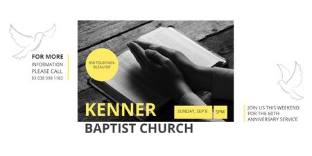 Designvorlage Baptist Church Invitation with Prayer für Twitter