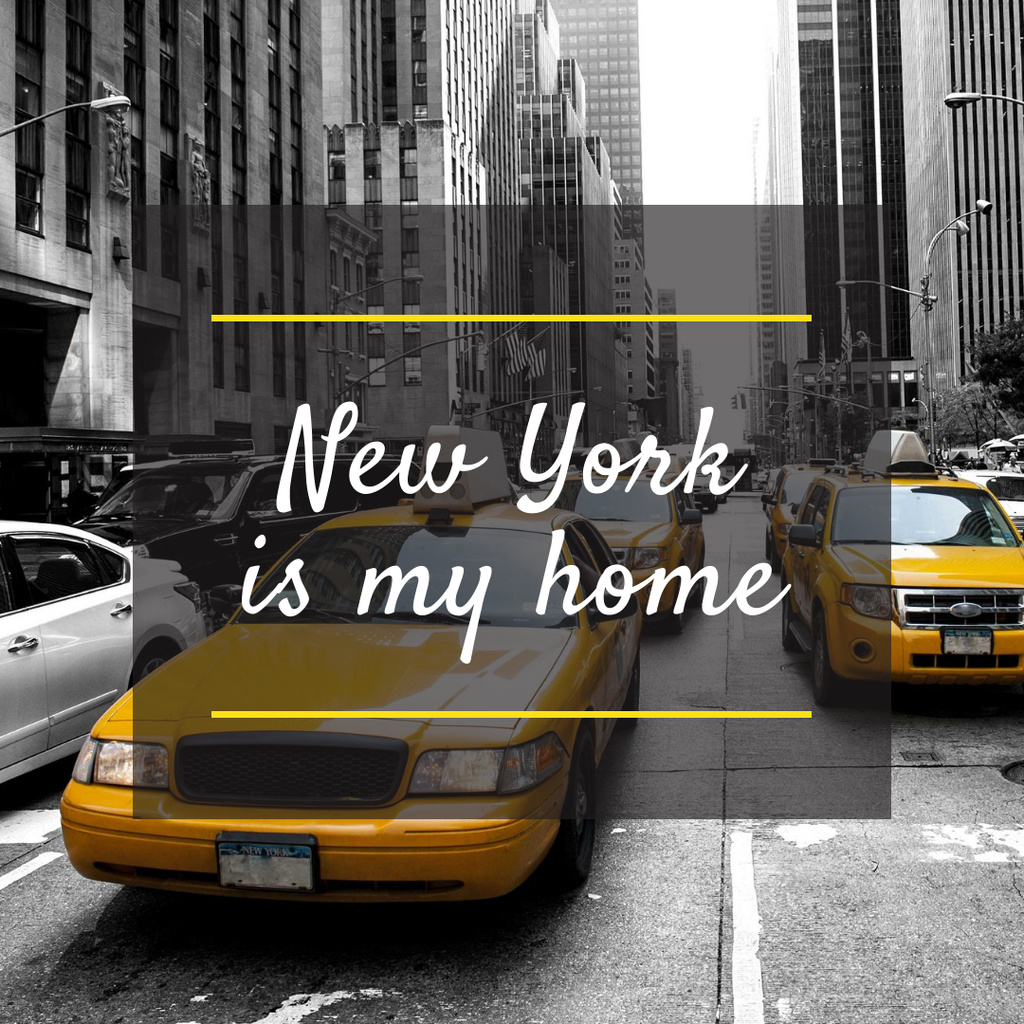 New York with Cabs Instagram Šablona návrhu