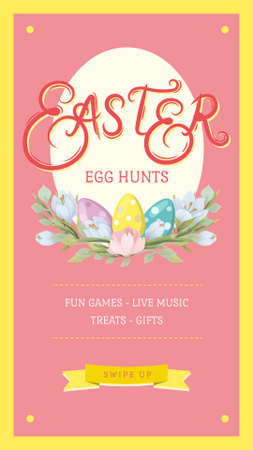 Colored Easter Eggs And Hunt Announcement Instagram Story Design Template