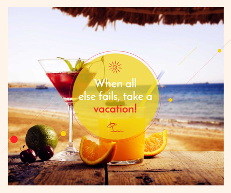 Vacation Offer Cocktail at the Beach Facebook Design Template
