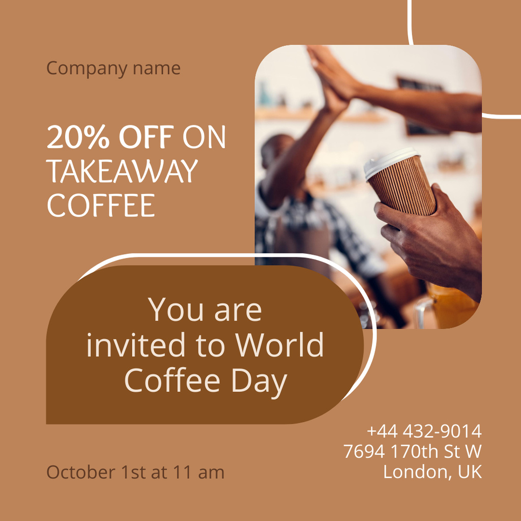 Designvorlage Takeaway Coffee Discount Offer für Instagram