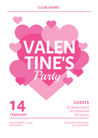 Valentine's Day Night Party Announcement on Pink Invitation Design Template
