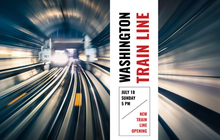 Train Line Opening Announcement With Tunnel Invitation 4.6x7.2in Horizontal Design Template