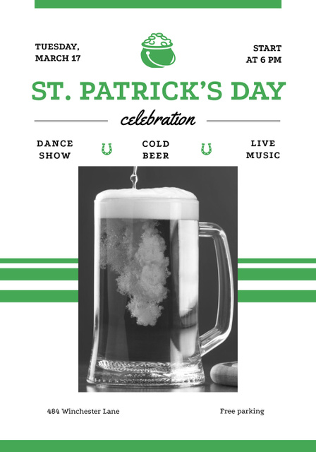 Szablon projektu Awesome Patrick's Day Celebration with Glass of Cold Beer Poster 28x40in