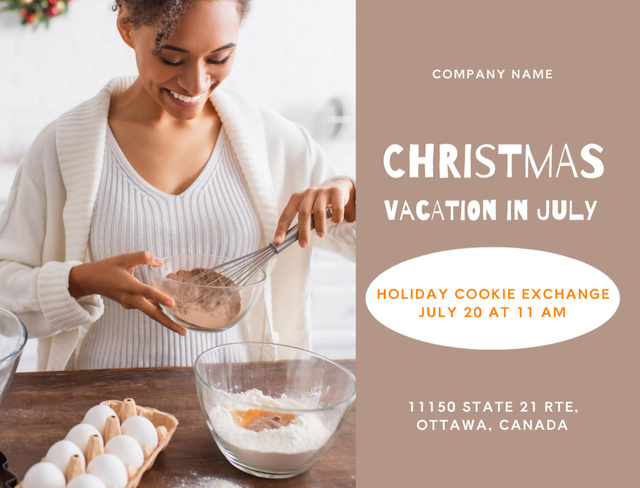 Holiday Cookie Exchange For Christmas In July In Brown Postcard 4.2x5.5in – шаблон для дизайну
