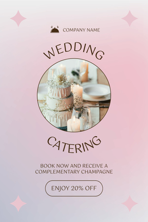 Designvorlage Hochzeits-Catering-Werbung mit großer süßer Feiertagstorte für Pinterest