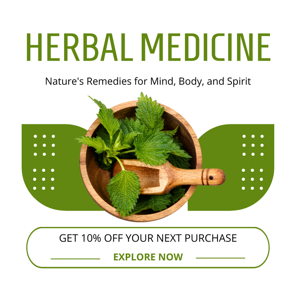 Herbal Medicine With Discount On Purchase Instagram AD Design Template