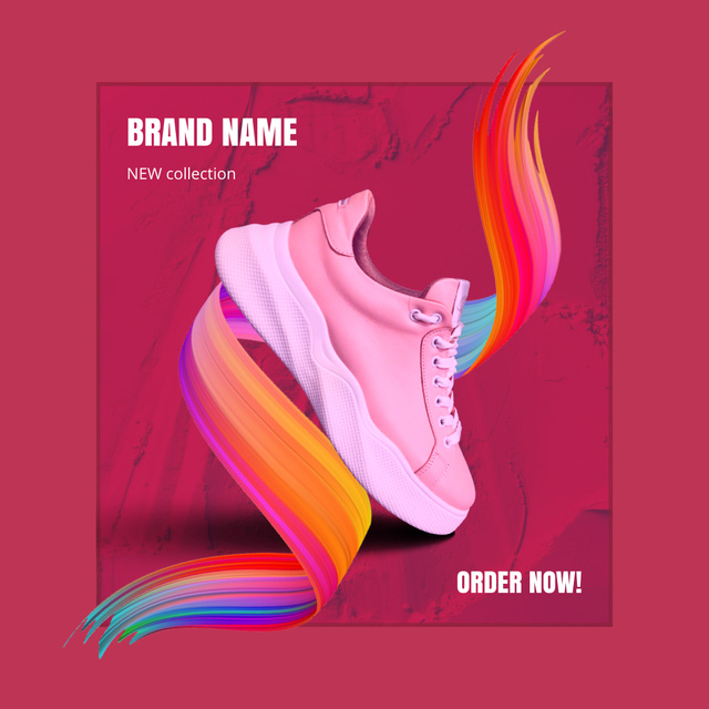 Sale of Stylish Pink Sneakers Instagram Design Template