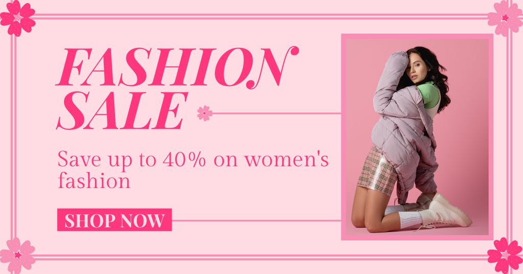 Fashion Sale for Women on Pink Facebook AD Design Template
