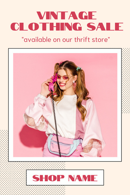Szablon projektu Blonde for vintage clothing sale pink Pinterest