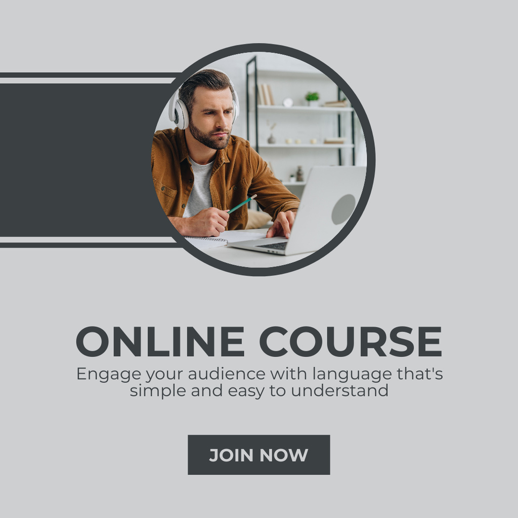 Man on Online Courses Instagram tervezősablon