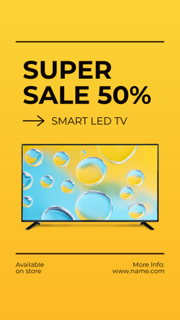 Modèle de visuel Super Sale on Smat TVs on Yellow - Instagram Story