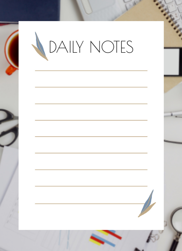 Daily Planner for Study with Workplace And Supplies Notepad 4x5.5in Design Template