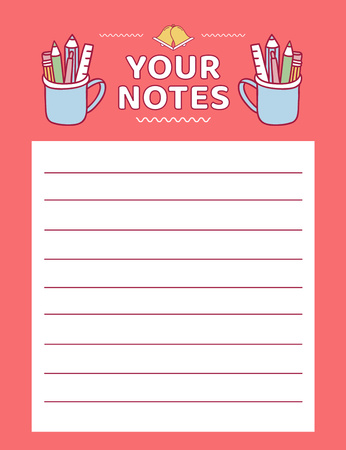 Study Planner with School Stationery Notepad 107x139mm Design Template