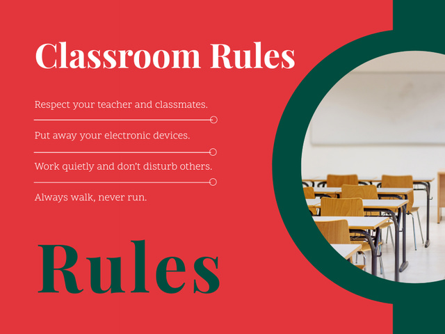 Designvorlage Rules Offer of Conduct in Classroom on Red für Poster 18x24in Horizontal