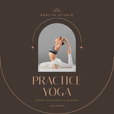 Praticando motivação para ioga em marrom Instagram Modelo de Design