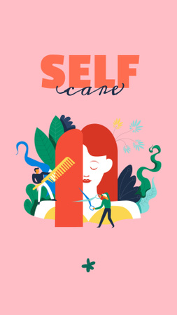 Self Care with Illustration in Pink Instagram Story – шаблон для дизайну