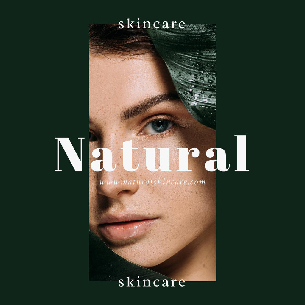 Ontwerpsjabloon van Instagram van Calming Skincare Products Offer with Young Woman