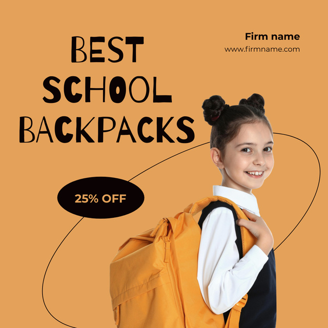 Ontwerpsjabloon van Instagram van Back to School Special Offer with Pupil with Backpack