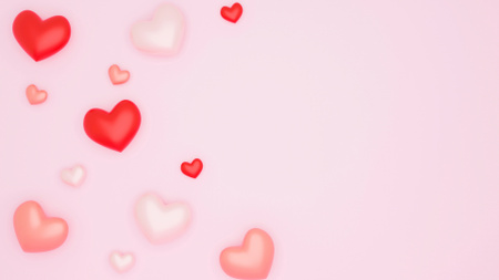 Ontwerpsjabloon van Zoom Background van Valentijnsdagviering met roze en rode harten