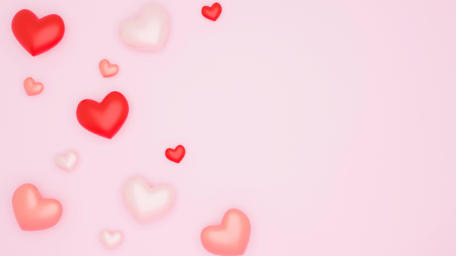 Valentine's Day Celebration with Pink and Red Hearts Zoom Background Tasarım Şablonu