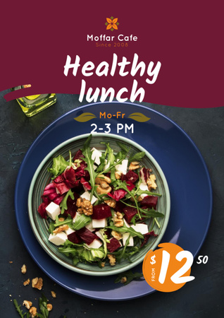 Modèle de visuel Offre Menu Sain avec Salade en Assiette - Flyer A4
