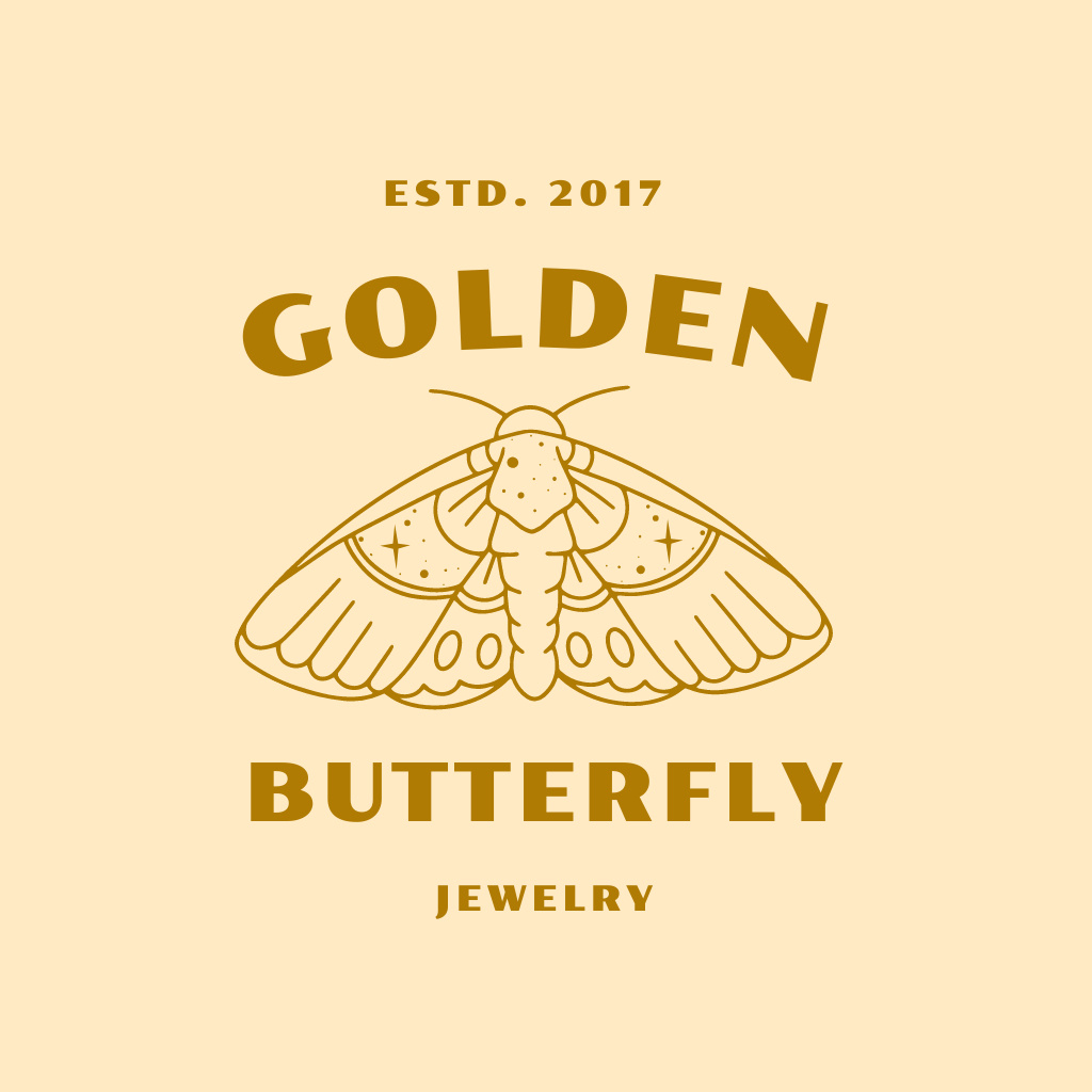 Jewelry Emblem with Butterfly Logo Šablona návrhu