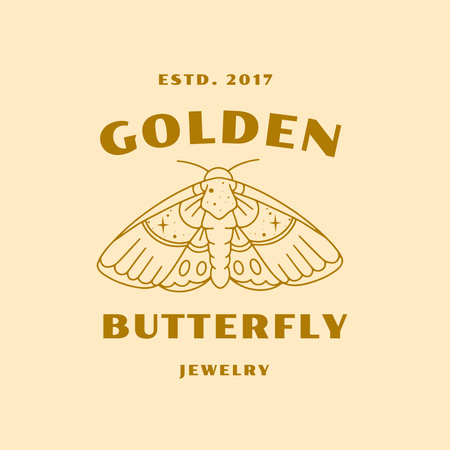 Jewelry Emblem with Butterfly Logo Design Template
