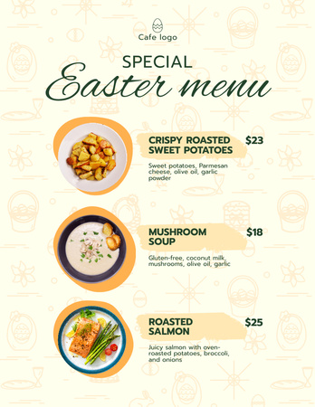 Offer of Special Easter Meals Menu 8.5x11in Design Template