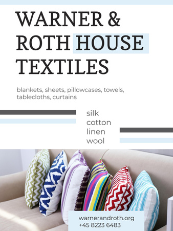 Platilla de diseño Home Textiles Ad Pillows on Sofa Poster US