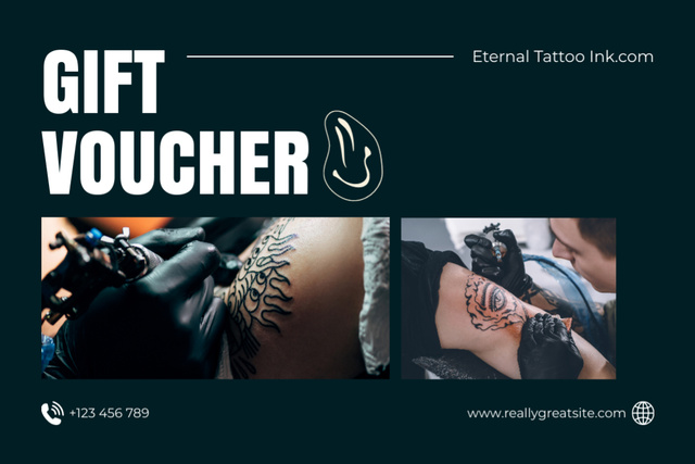 Ontwerpsjabloon van Gift Certificate van Eternal Tattoos In Studio Offer As Present