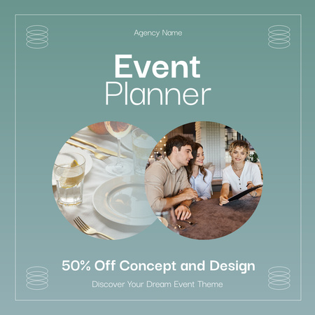 Template di design Sconto sulla pianificazione di eventi con un bellissimo design Instagram