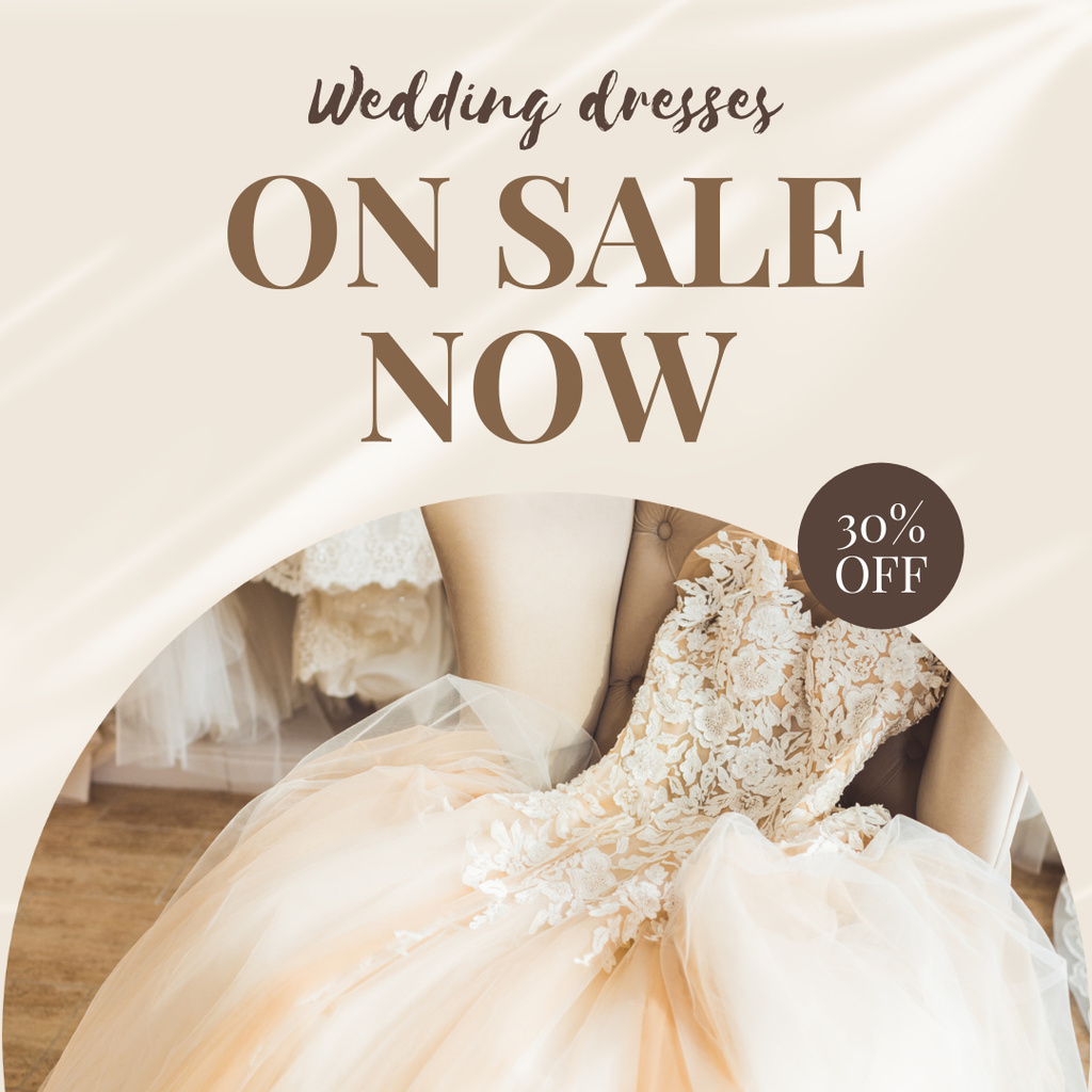 Ontwerpsjabloon van Instagram AD van Offer Discounts on Awesome Wedding Dresses