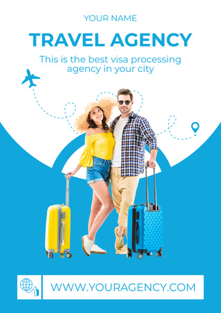 Travel Agency Service on Visa Processing Poster tervezősablon