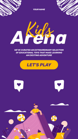 Publicidade de Game Arena para Crianças Instagram Video Story Modelo de Design