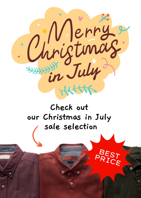 Christmas In July Sale of Shirts Flayer tervezősablon