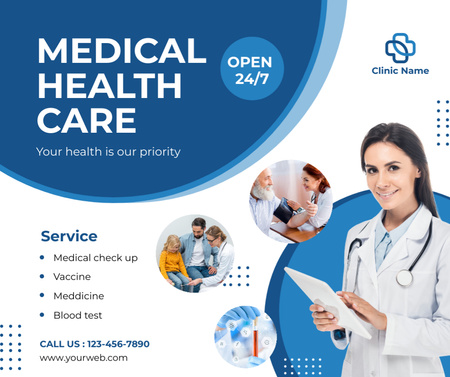 Full-Time Medical Healthcare Services Facebook Modelo de Design