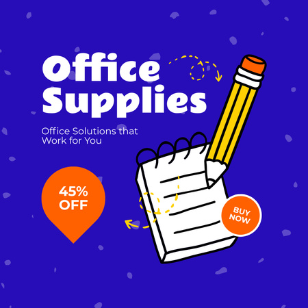 Discound On Stationery For Offices Instagram AD Design Template