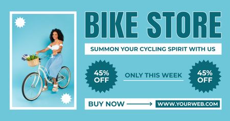 Blue'da Satılık Şehir Bisikletleri Teklifi Facebook AD Tasarım Şablonu