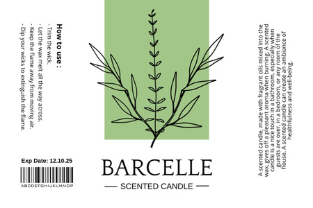 Scented Wax Candle With Herb Twig Offer Label Design Template