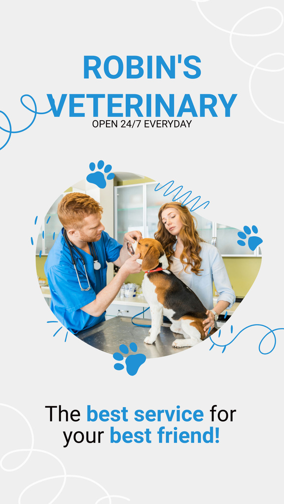 Offer Veterinarian Services for Pets Instagram Story Tasarım Şablonu