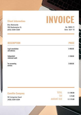 Consulting Company Services with Laptop Invoice Design Template