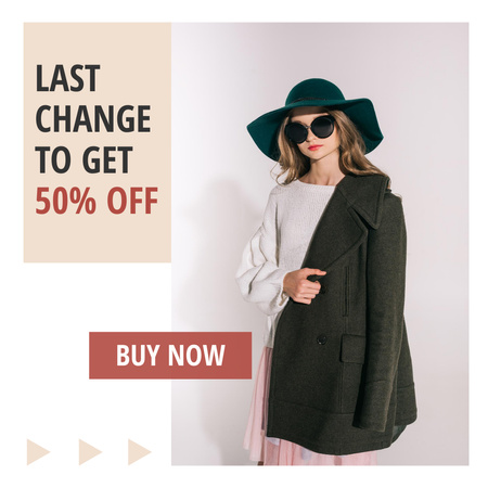 Sale Announcement  with Attractive Woman in Coat and Hat Instagram Modelo de Design