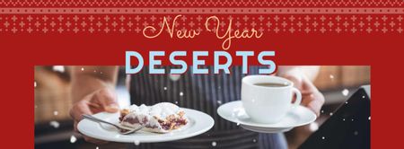 Modèle de visuel New Year Holiday Desserts Offer - Facebook cover
