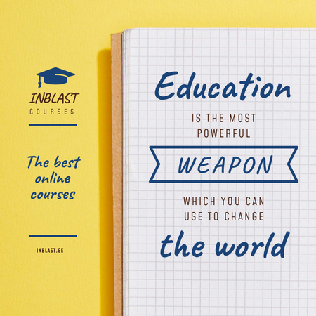 Educational Course Ad with Notebook in Yellow Animated Post Design Template
