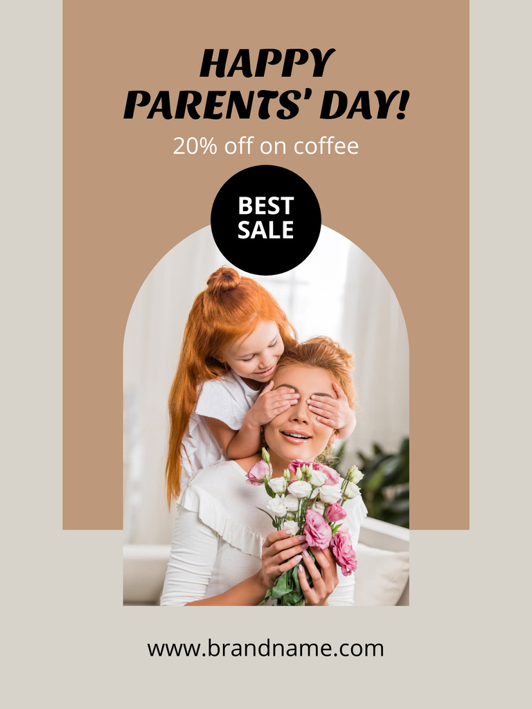Plantilla de diseño de Discount Offer on Coffee on Parents' Day Poster US 