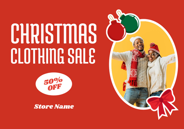 Ontwerpsjabloon van Flyer A5 Horizontal van Christmas Clothing Sale Announcement