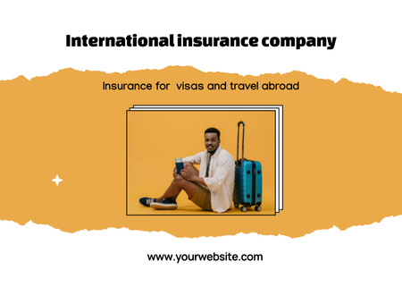 Service-focused Promotion by International Insurance Company with African American Traveler Flyer 5x7in Horizontal Design Template