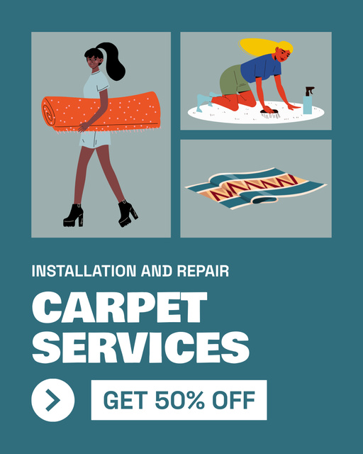 Top-notch Carpet Repair And Installation Service Offer Instagram Post Vertical tervezősablon