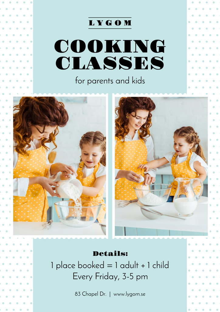 Plantilla de diseño de Cooking Classes with Mother and Daughter in Kitchen Poster 